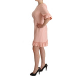 Dolce & Gabbana Pink Ruffled Sleeves Viscose Sheath Dress DR28263 - 44