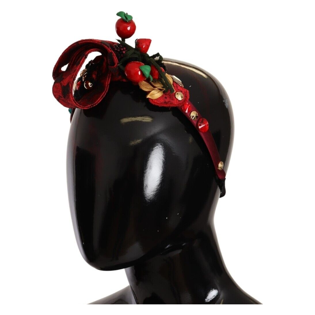 Dolce & Gabbana Red Tiara Berry Fruit Crystal Bow Hair Diadem Headband SMY100807