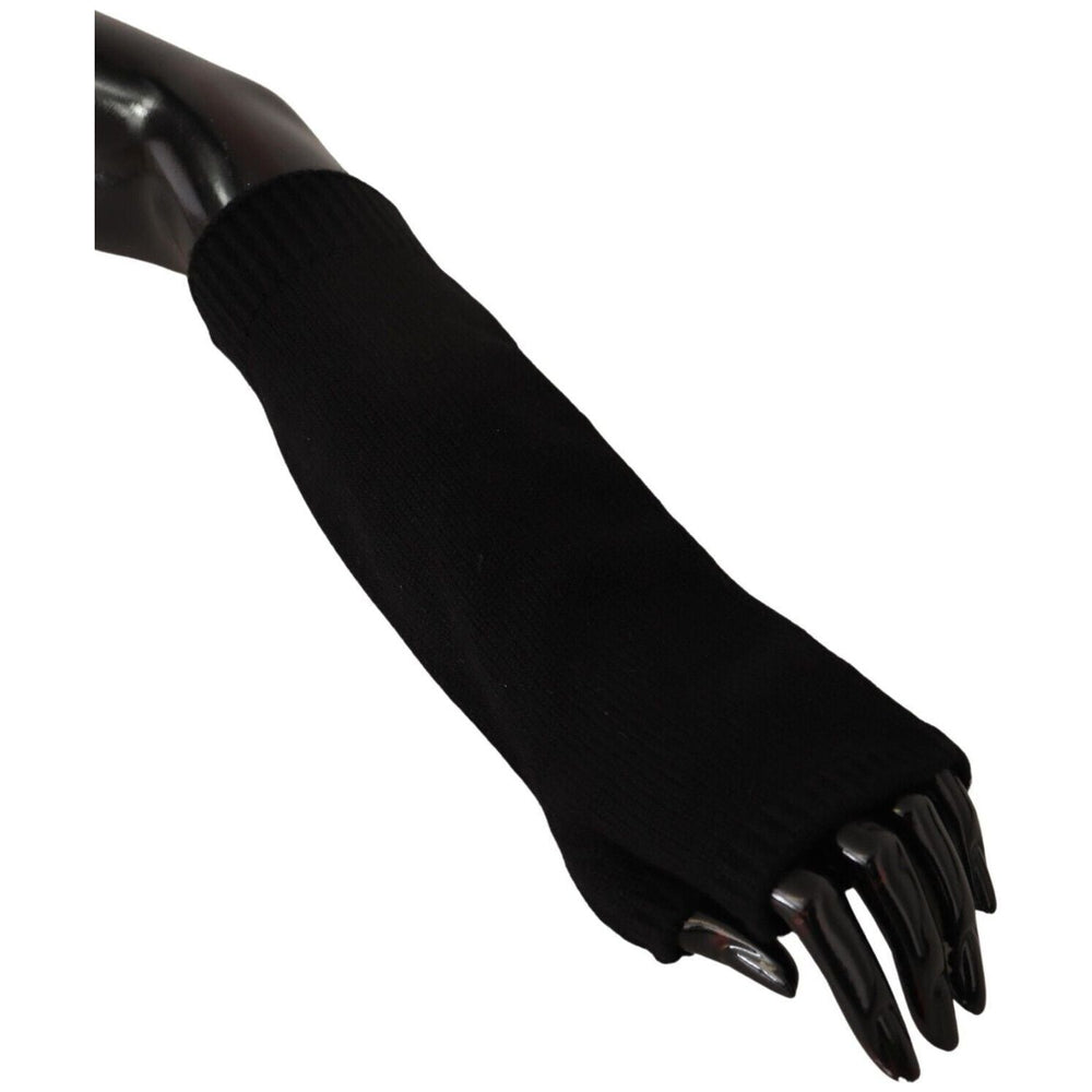 Dolce & Gabbana Black Knitted Fingerless Elbow Length Gloves LB3060 - 7.5