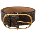 Dolce & Gabbana Brown Exotic Leather Gold Oval Buckle Belt BEL8361 - 80