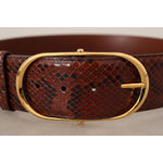 Dolce & Gabbana Brown Exotic Leather Gold Oval Buckle Belt BEL8363 - 70