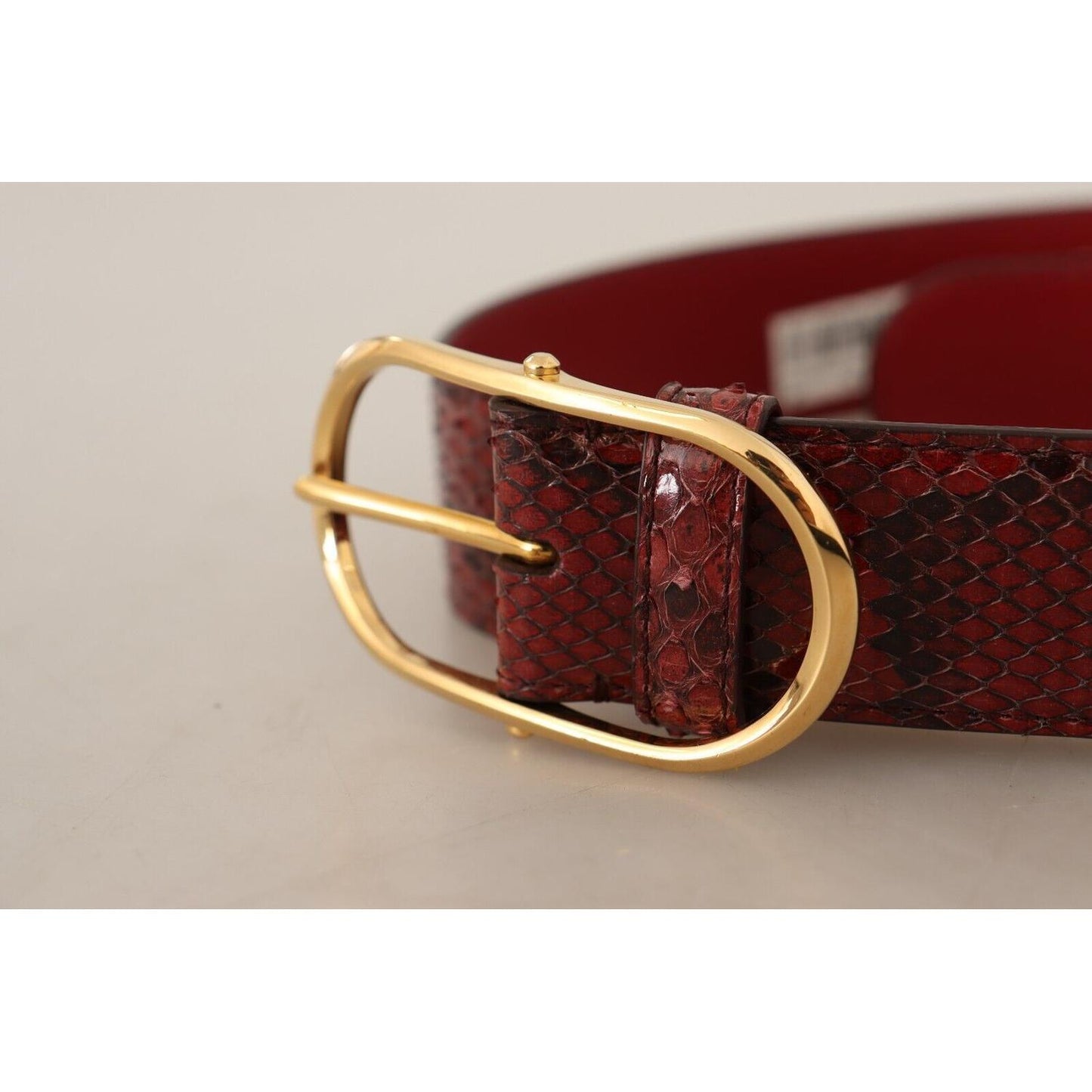 Dolce & Gabbana Red Exotic Leather Gold Oval Buckle Belt BEL8366 - 75