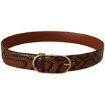 Dolce & Gabbana Brown Exotic Leather Gold Oval Buckle Belt BEL8364 - 80