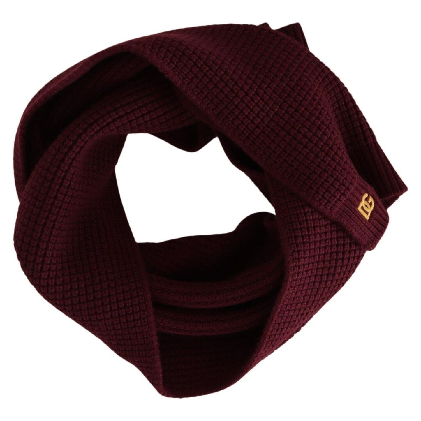 Dolce & Gabbana Dark Red Cashmere Logo Wrap Shawl Knitted Scarf MS6090