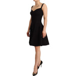 Dolce & Gabbana Black Fit Flare Wool Stretch Sheath Dress DR28239 - 40