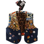 Dolce & Gabbana Multicolor Embellished Waist Coat Cotton Top TSH7037 - 38