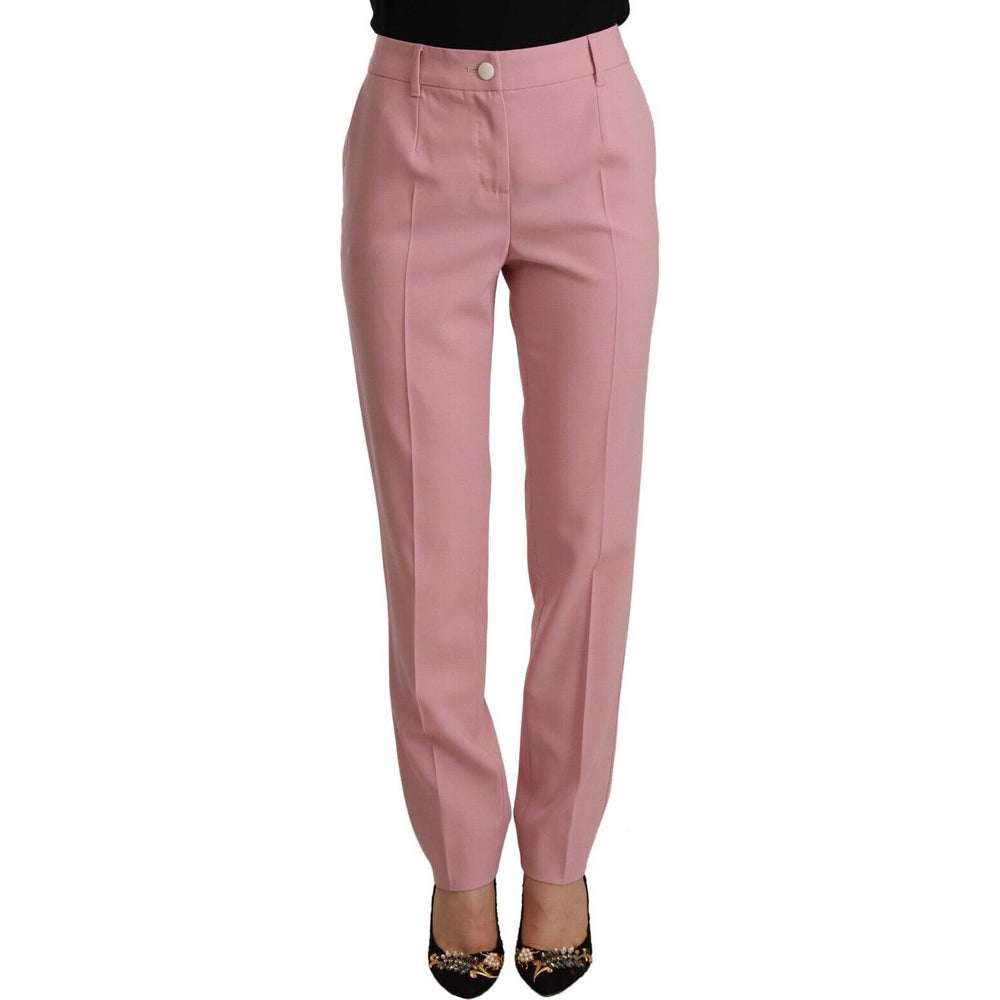 Dolce & Gabbana Pink Wool Stretch High Waist Trouser Pants PAN72515 - 42