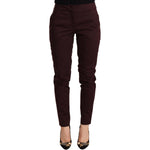 Just Cavalli Maroon Mid Waist Skinny Women Trouser Pants PAN72657 - 40