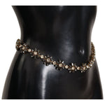 Dolce & Gabbana Black Daisy Crystal Dauphine Texture Belt BEL8296 -85