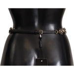 Dolce & Gabbana Black Daisy Crystal Dauphine Texture Belt BEL8296 -85