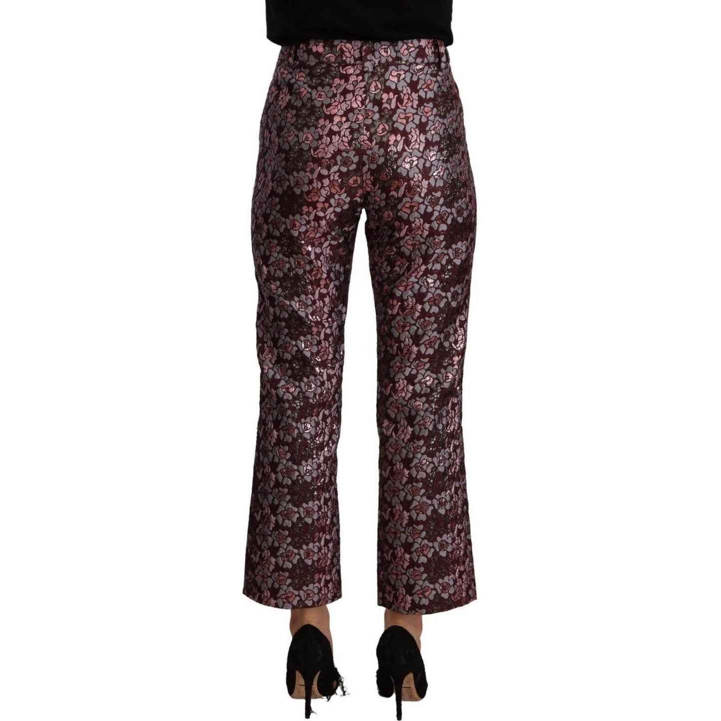 House of Holland Multicolor Floral Jacquard Flared Cropped Pants PAN72585 - 42