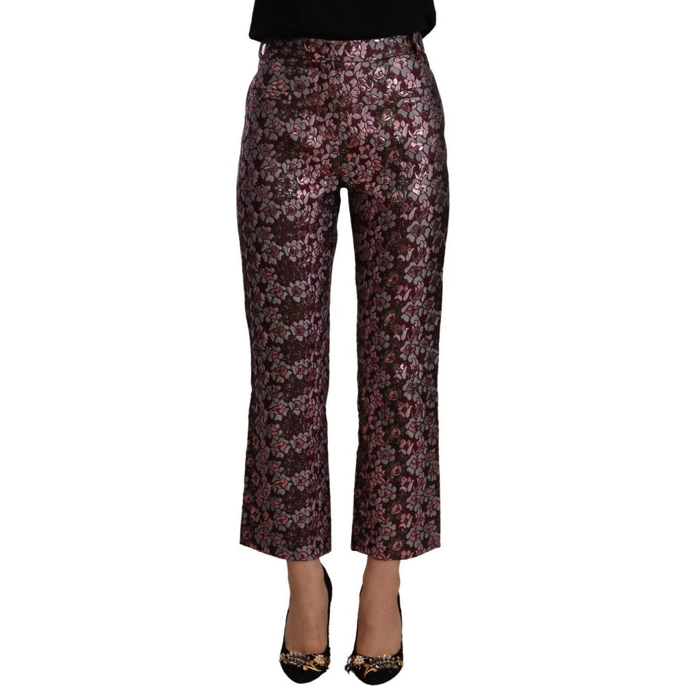 House of Holland Multicolor Floral Jacquard Flared Cropped Pants PAN72585 - 42