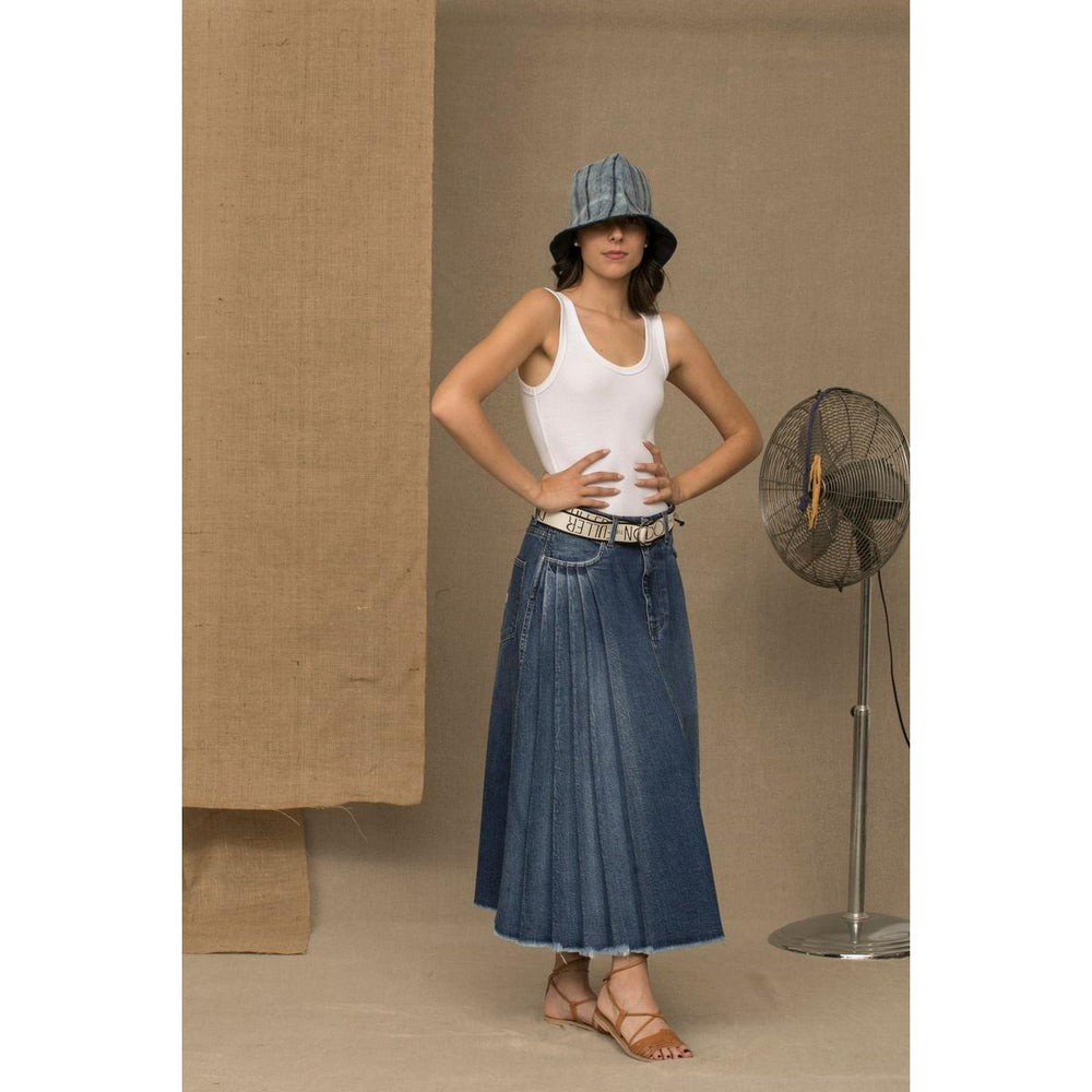 Don The Fuller Blue Cotton Women Skirt DO-6921-31