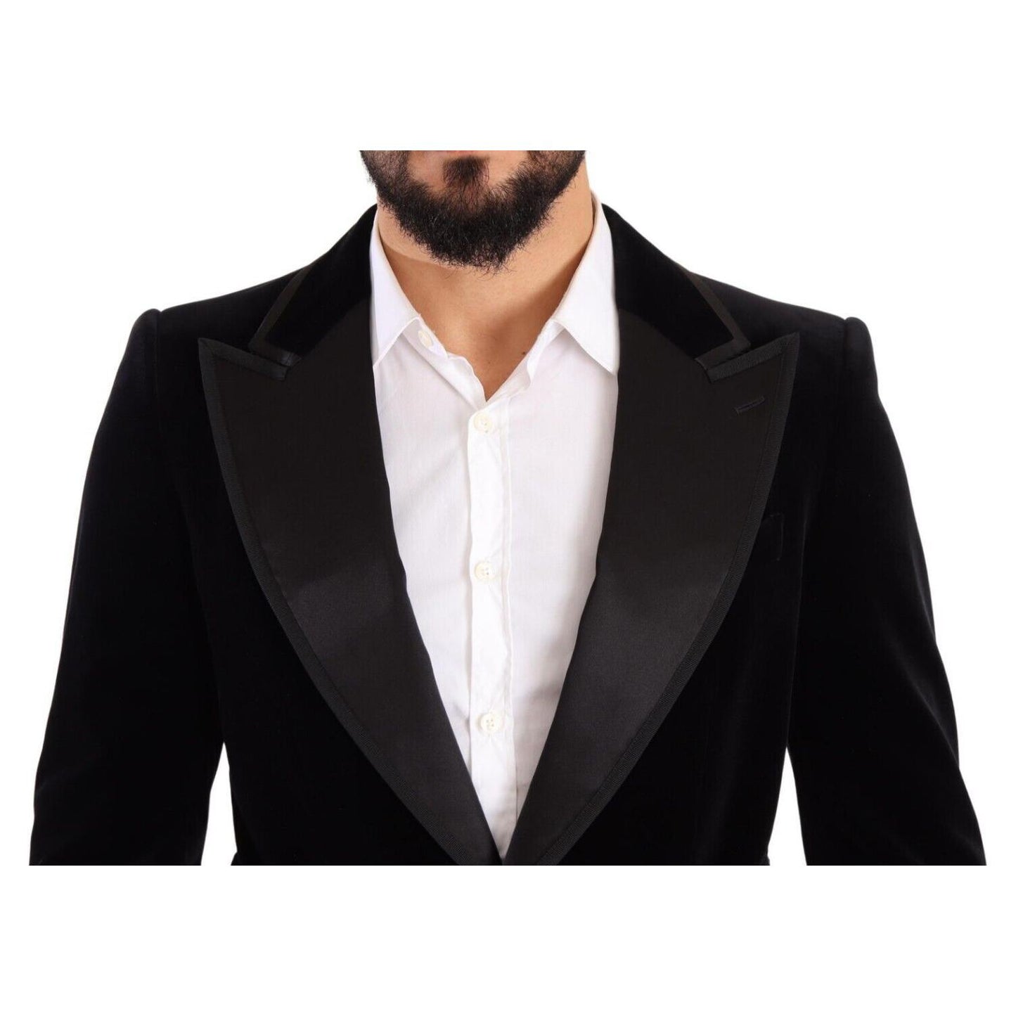 Dolce & Gabbana Black Velvet Single Breasted One Button Blazer KOS1925 - 48