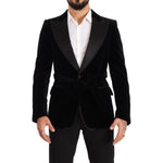 Dolce & Gabbana Black Velvet Single Breasted One Button Blazer KOS1925 - 48