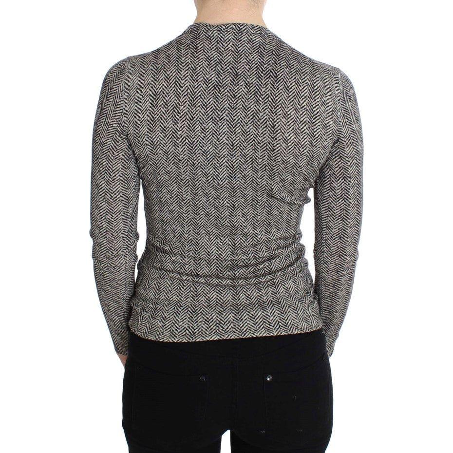 Dolce & Gabbana Black White Wool Top Cardigan Sweater SIG20568-2