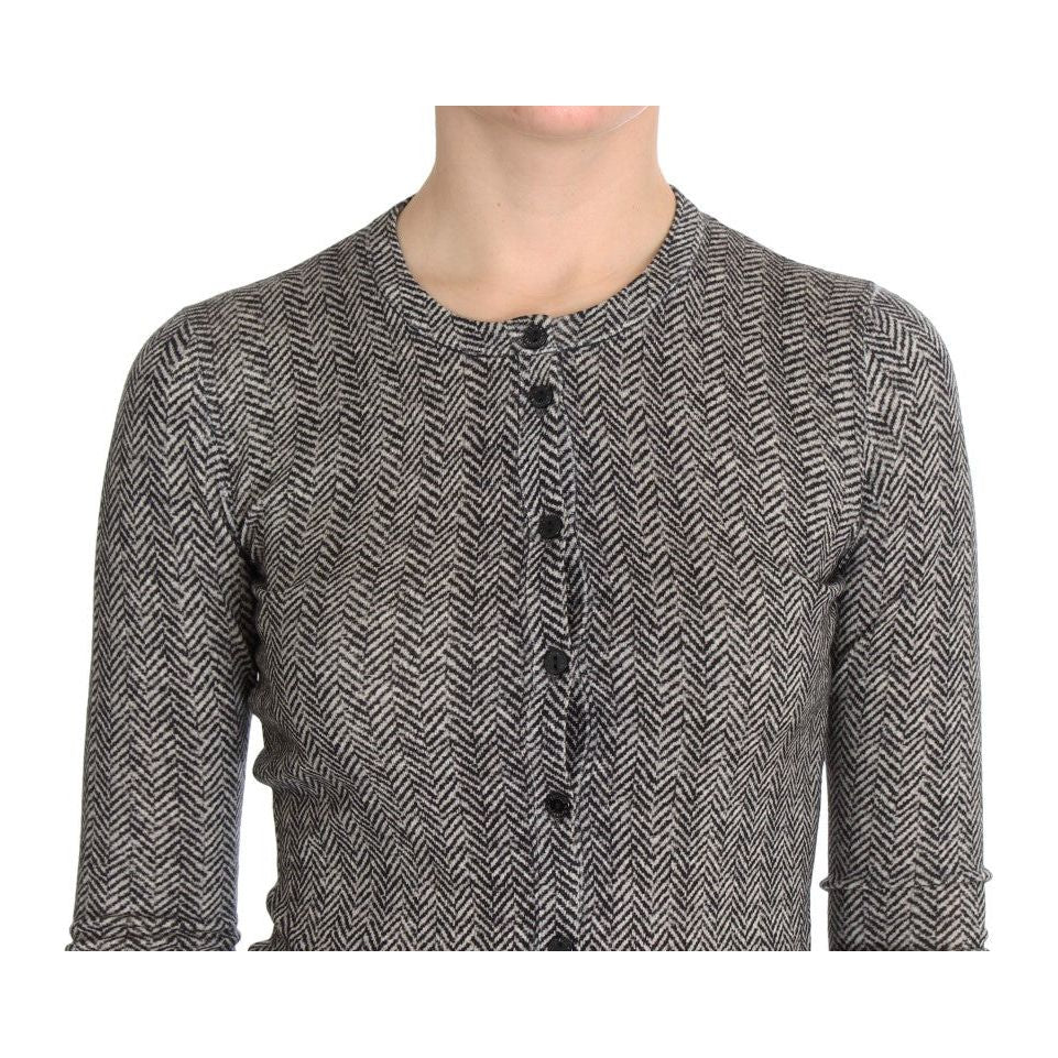 Dolce & Gabbana Black White Wool Top Cardigan Sweater SIG20568-2