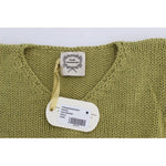 PINK MEMORIES Green Cotton Blend Knitted Sleeveless Sweater SIG30249-1