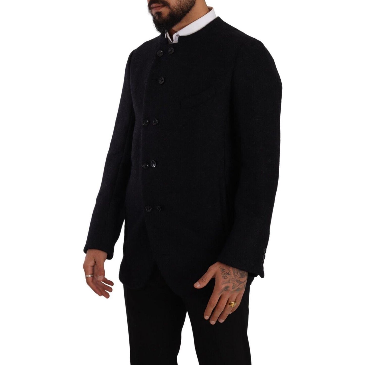 Dolce & Gabbana Gray Alpaca Button Down Men Coat Jacket JKT3299 - 48
