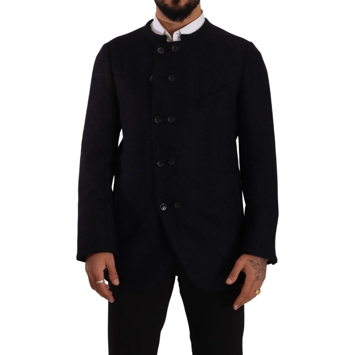 Dolce & Gabbana Gray Alpaca Button Down Men Coat Jacket JKT3299 - 48