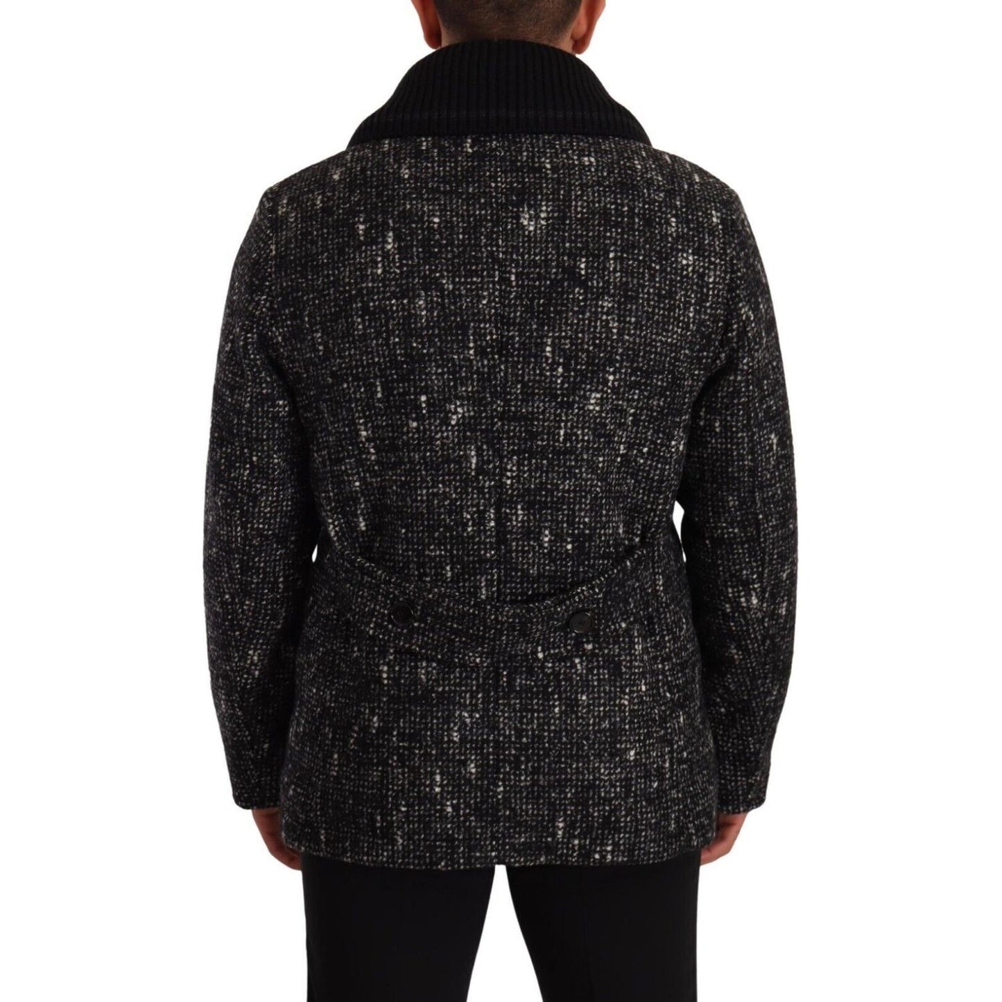 Dolce & Gabbana Black Wool Double Breasted Coat Men Jacket JKT3231 - 48