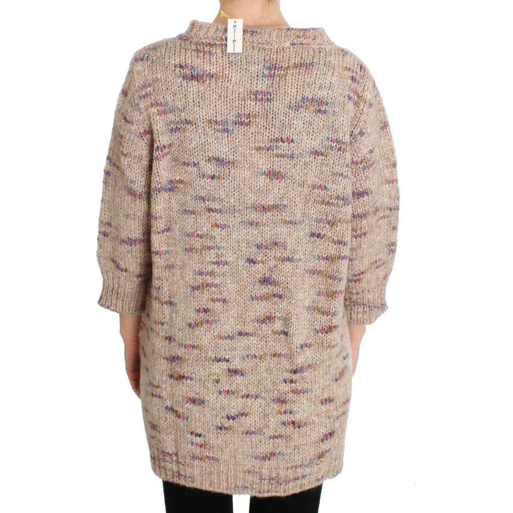 PINK MEMORIES Beige Wool Blend Knitted Oversize Sweater SIG30261-1