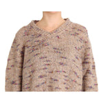 PINK MEMORIES Beige Wool Blend Knitted Oversize Sweater SIG30261-1