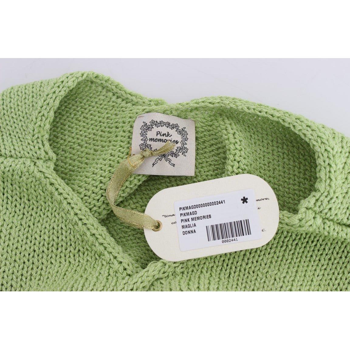 PINK MEMORIES Green Cotton Blend Knitted Sweater SIG30267-1