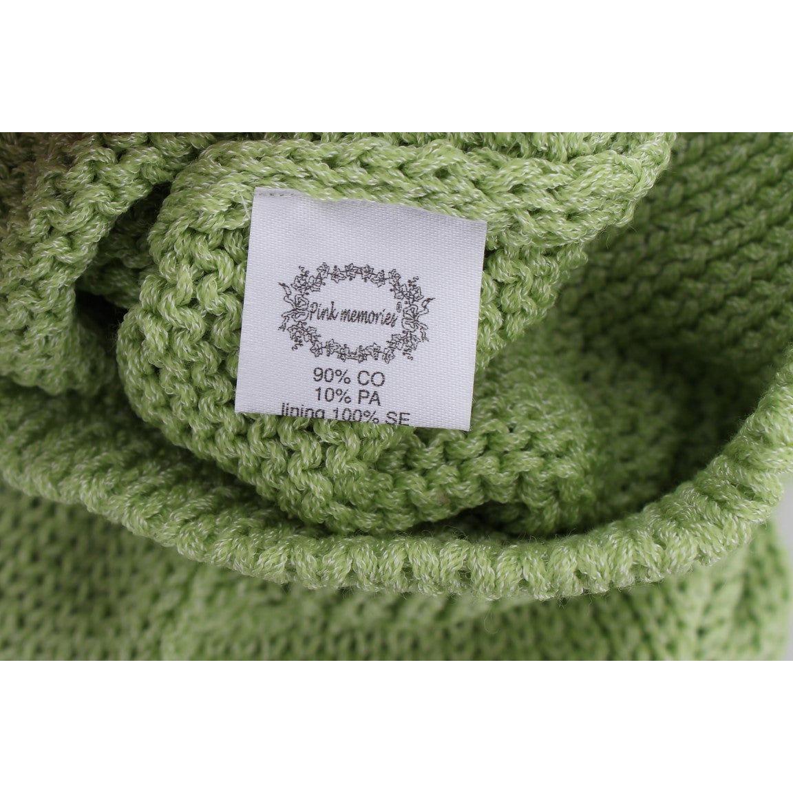 PINK MEMORIES Green Cotton Blend Knitted Sweater SIG30267-1
