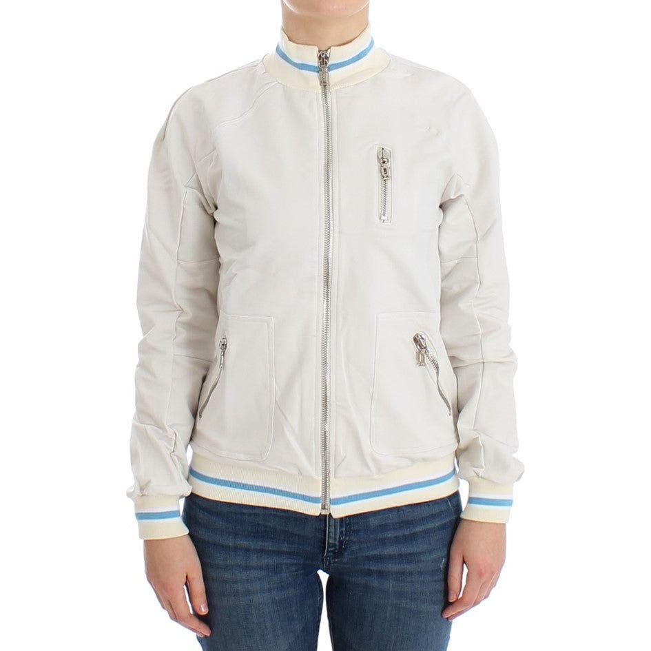 John Galliano White Mock Zip Cardigan Sweatshirt Sweater SIG12525-3