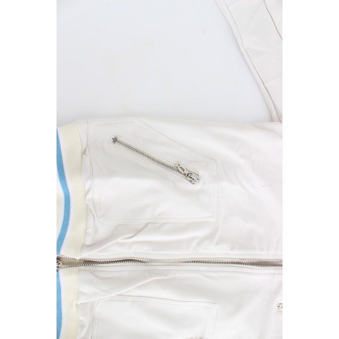 John Galliano White Mock Zip Cardigan Sweatshirt Sweater SIG12525-3