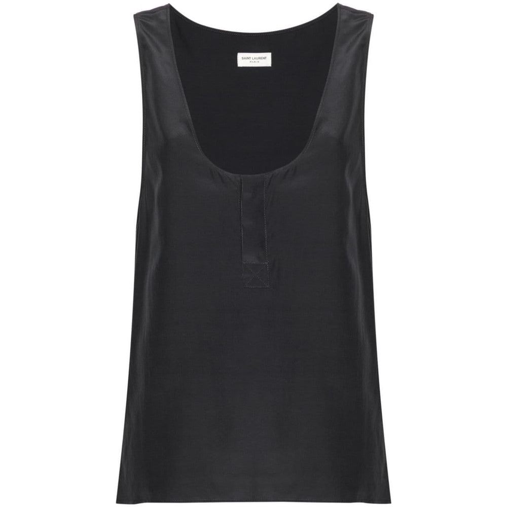 Saint Laurent Henley-neck silk tank top 789945Y7I224280