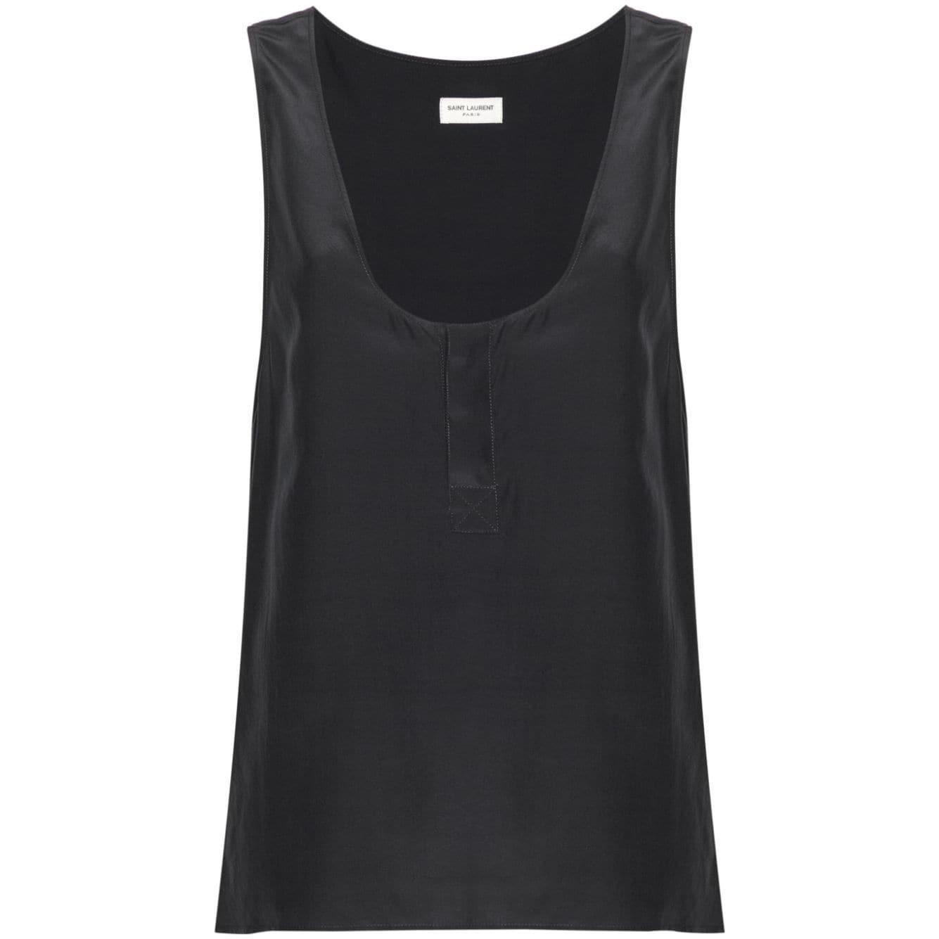 Saint Laurent Henley-neck silk tank top 789945Y7I224280