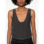 Saint Laurent Henley-neck silk tank top 789945Y7I224280