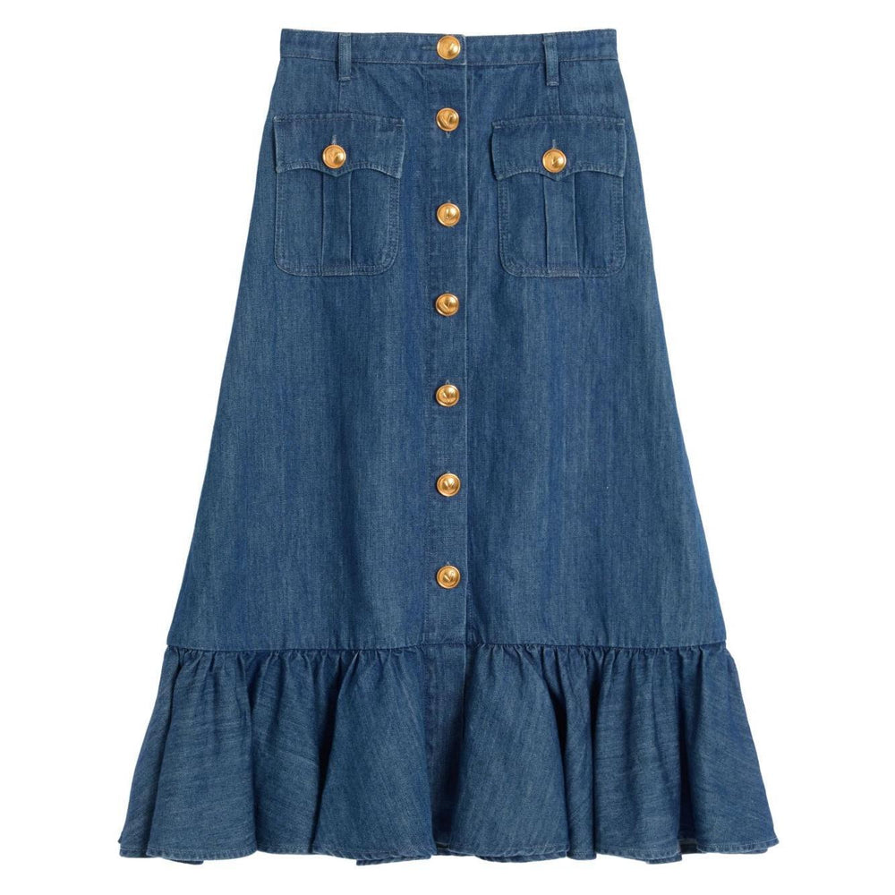 Valentino Denim Midi Skirt BDD18L94C558-P25