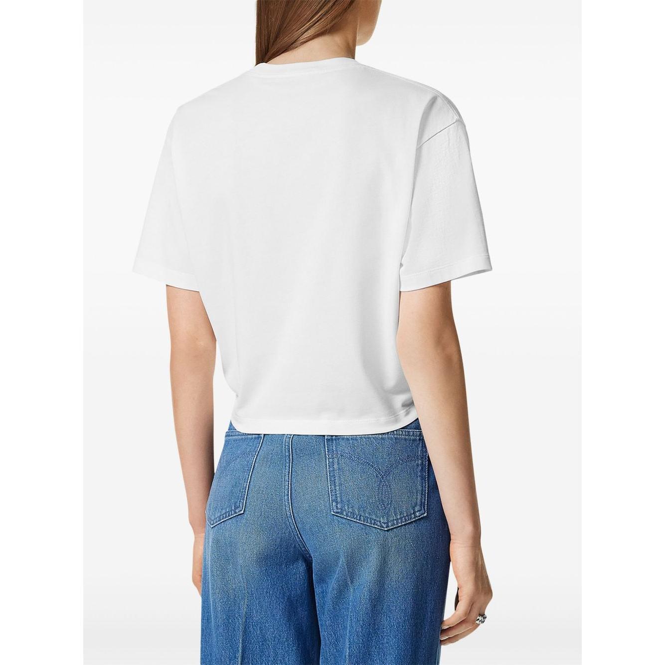 Versace logo-embroidered T-shirt in white 10188981A136101W000-P25