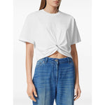 Versace logo-embroidered T-shirt in white 10188981A136101W000-P25
