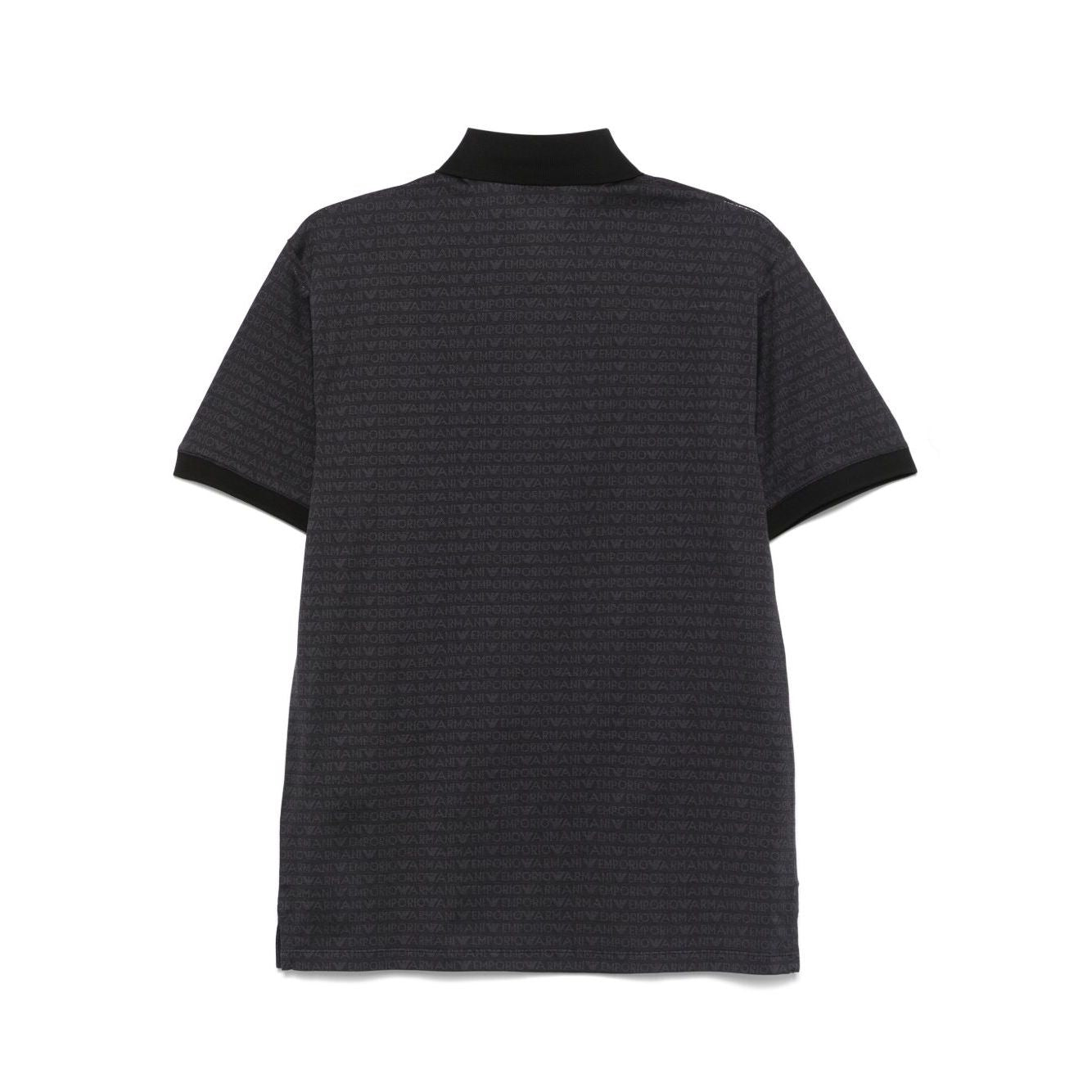 Emporio Armani jersey polo shirt with all-over jacquard lettering Topwear