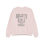 Golden Goose Old rose unisex round neck sweatshirt with green logo print GUP02175P00186425758-P25