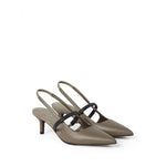 Brunello Cucinelli City Heels in Nappa Leather with Shiny Strap MZSKC2715C5859-P25