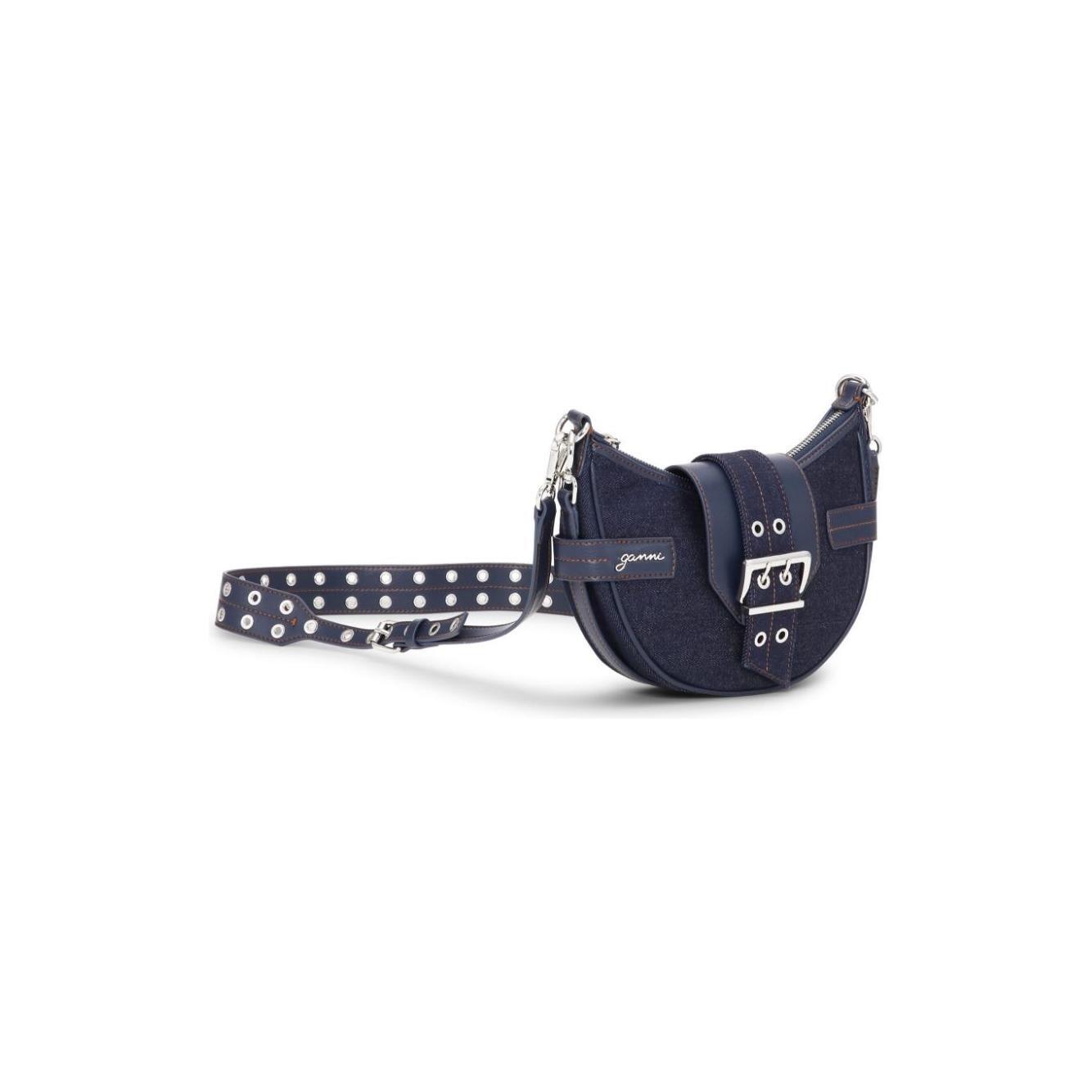 Ganni Buckle small denim cross-body bag
