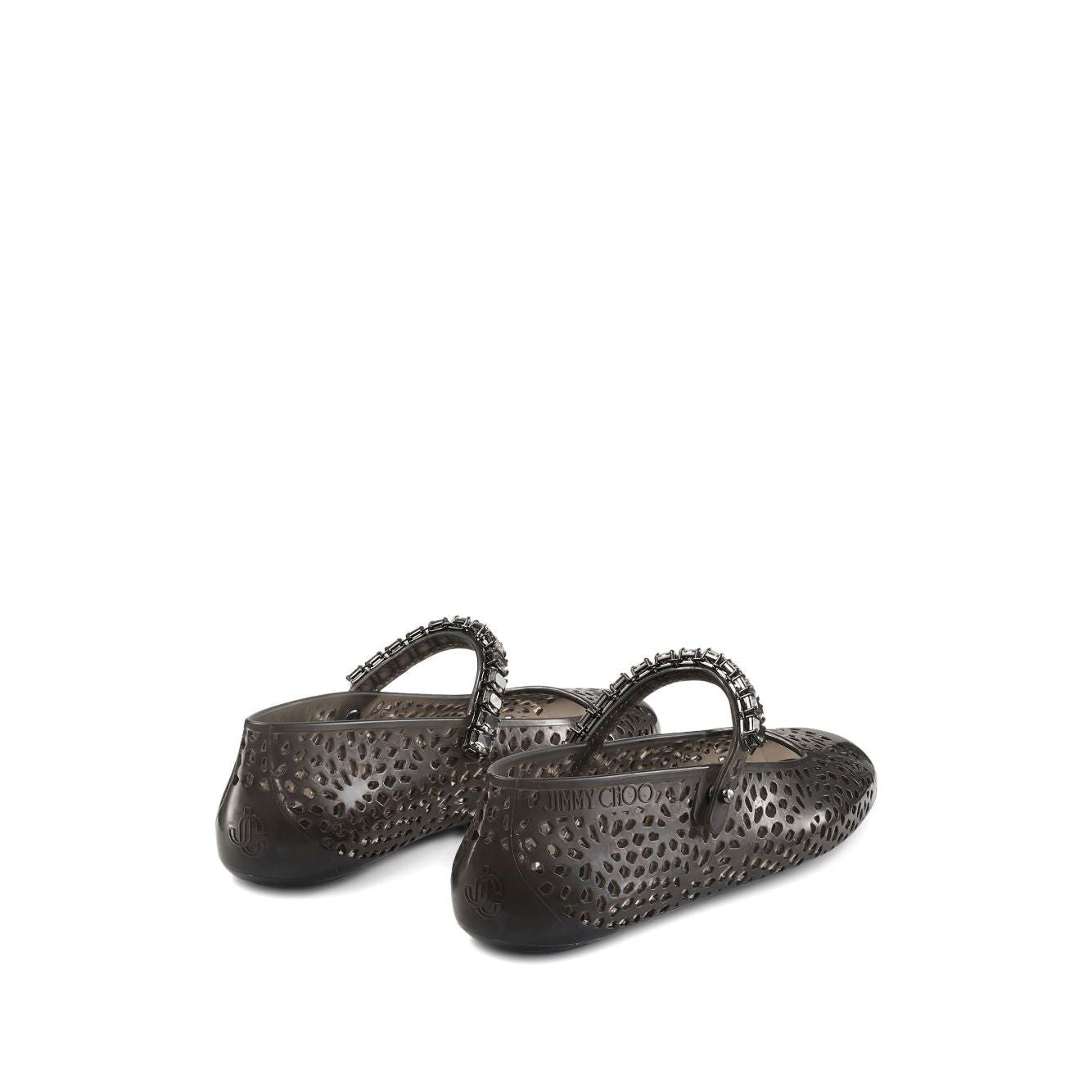 Jimmy Choo The Jelly Ballerina Flats with Crystal Embellishment THEJELLYNKRBLACK/SMOKE-AI25