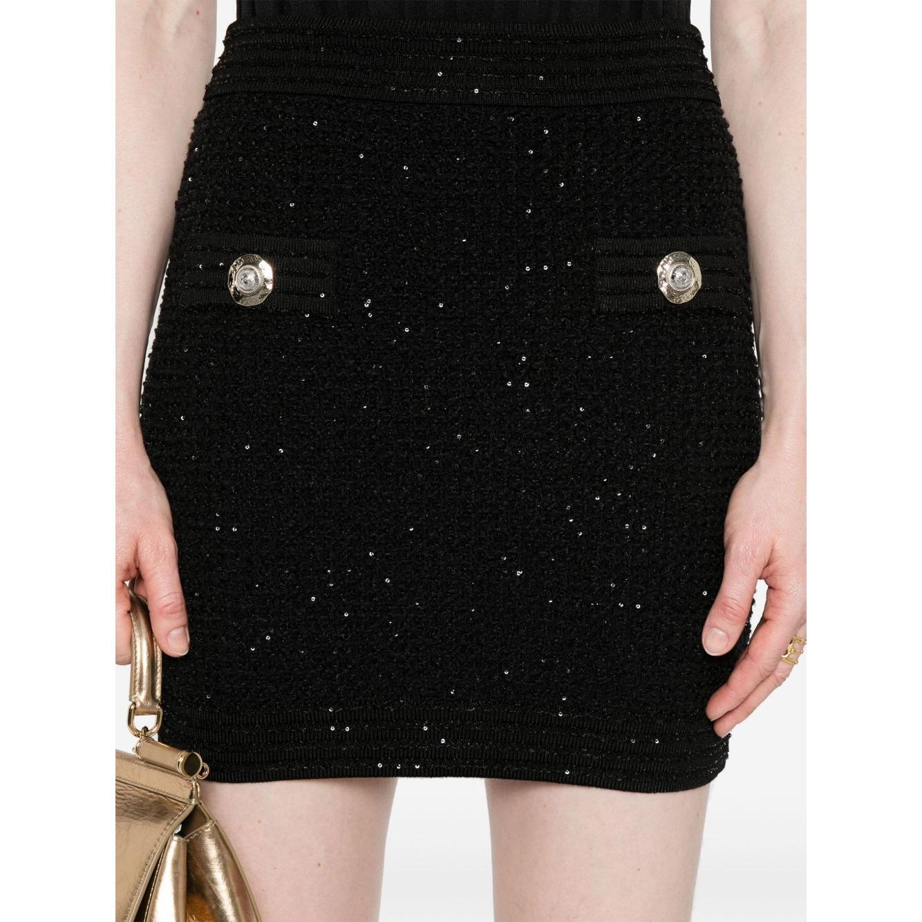 Balmain Tweed Mini Skirt FF1LB015KI740PA-AI25