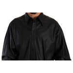 Dolce & Gabbana Black Leather Button Down Men Collared Jacket JKT3244 - 52