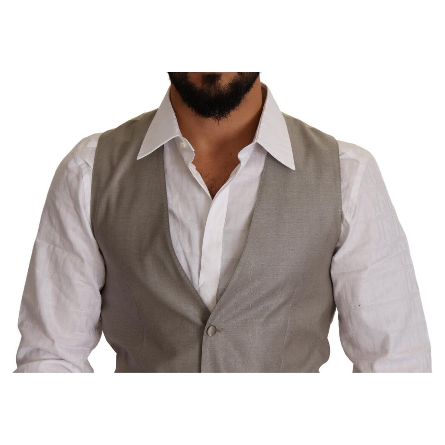 Dolce & Gabbana Beige Wool Single Breasted Waistcoat Vest TSH7648 - 48