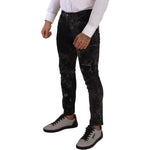 Dolce & Gabbana Black Patterned Skinny Slim Fit Jeans PAN72715 - 48