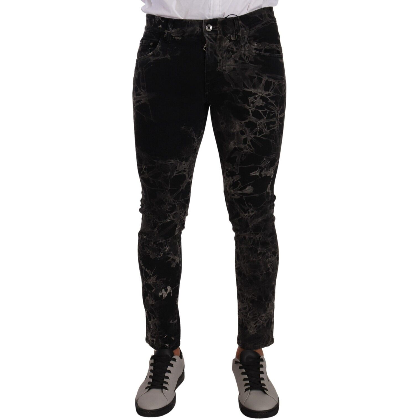 Dolce & Gabbana Black Patterned Skinny Slim Fit Jeans PAN72715 - 48