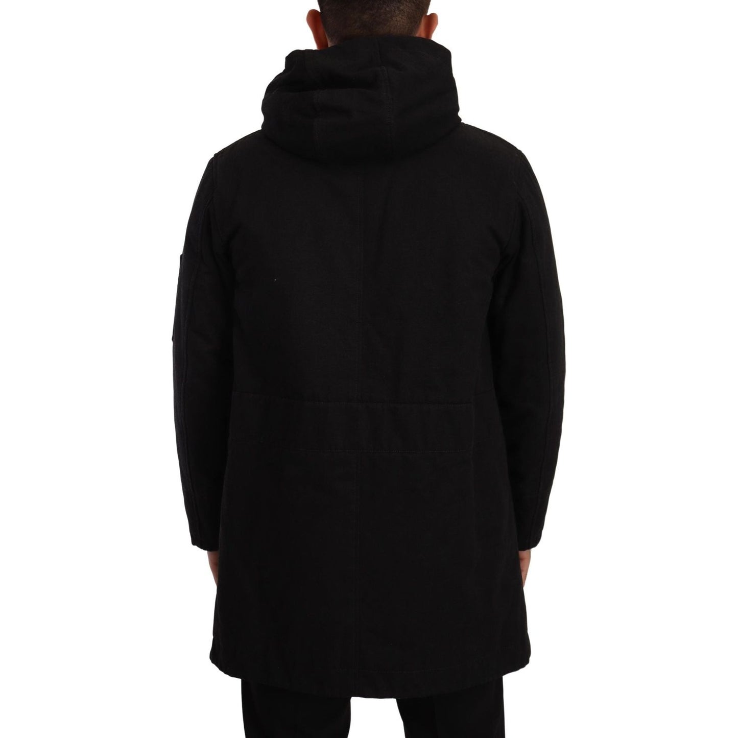 Dolce & Gabbana Black Denim Hooded Parka Coat Winter Jacket JKT3016- 46