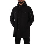 Dolce & Gabbana Black Denim Hooded Parka Coat Winter Jacket JKT3016- 46