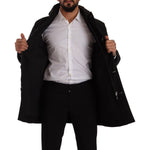 Dolce & Gabbana Black Denim Hooded Parka Coat Winter Jacket JKT3016- 46